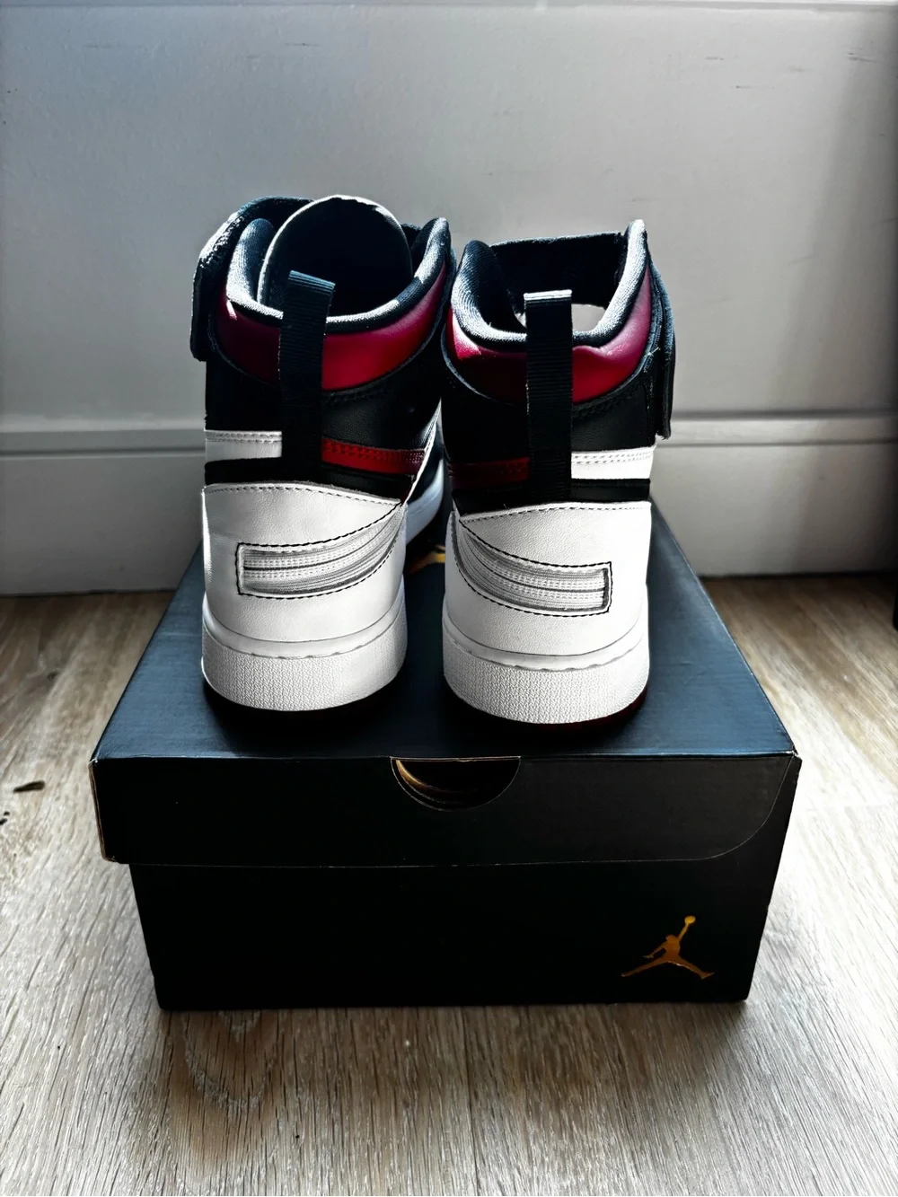 Nike Kids High-Top Sneakers in Black, White & Red